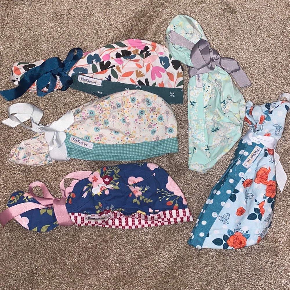 Floral scrub caps